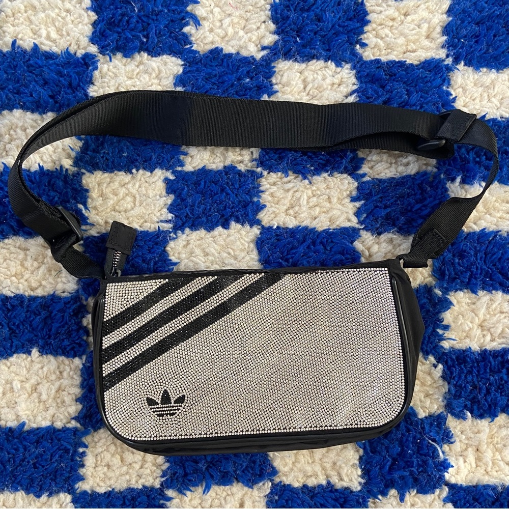 Adidas Mini Airliner Bag — Silver // Crossbody bedazzled bag purse